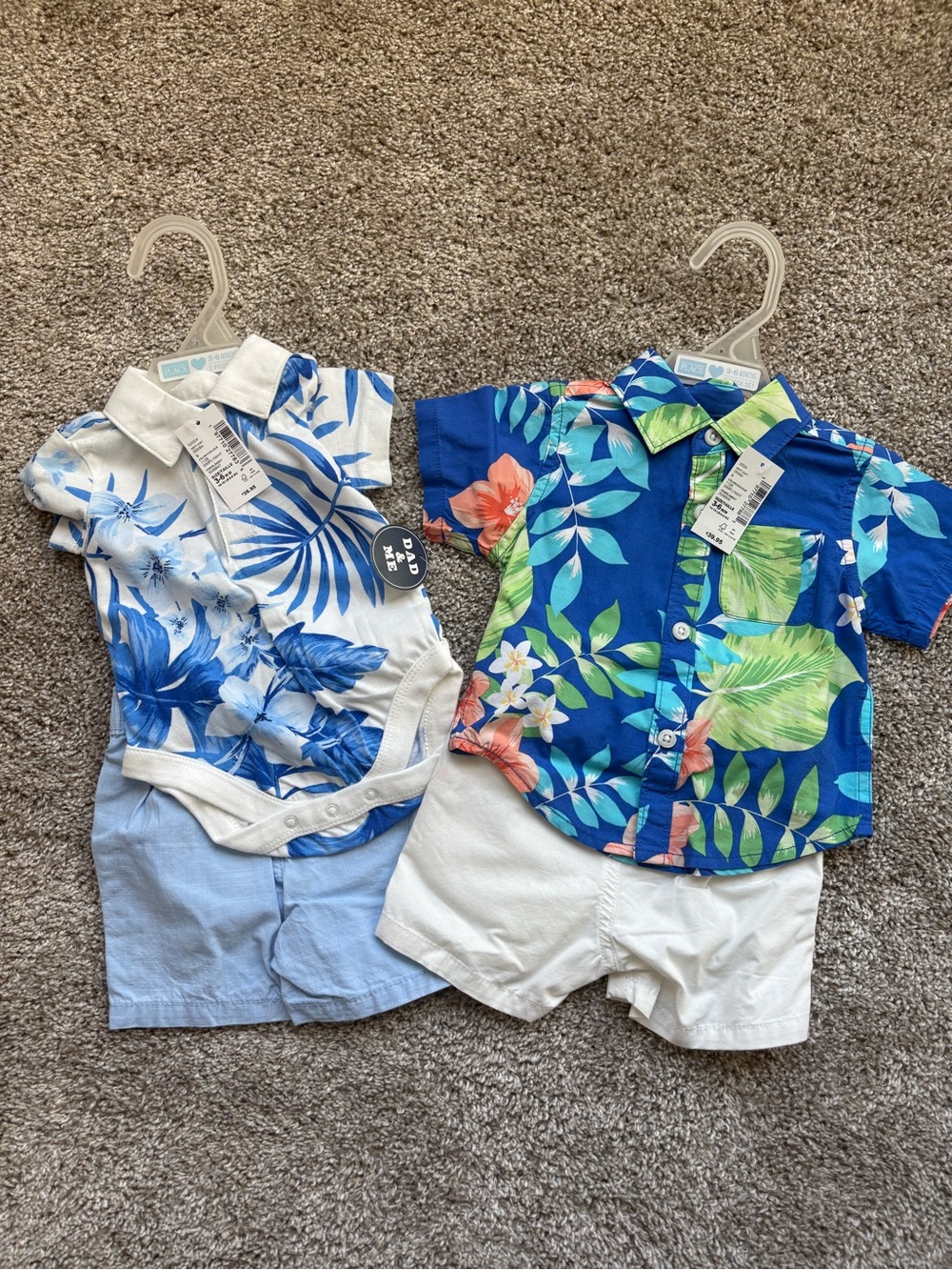 The Children's Place Blue Floral & Teal Hawaiian Matching Set